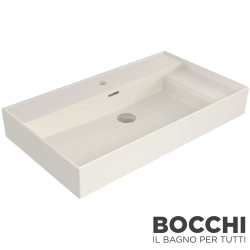 Bocchi - BOCCHI Milano Sağdan Etajerli Çanak Lavabo, 80 cm, Bisküvi