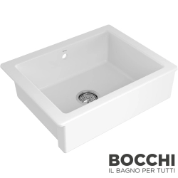Bocchi - BOCCHI Sotto Tezgah Önü Seramik Eviye, 60 cm, Parlak Beyaz