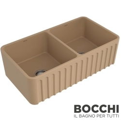 Bocchi - BOCCHI Lavello Desenli Çift Gözlü Seramik Eviye, 85 cm, Kaşmir