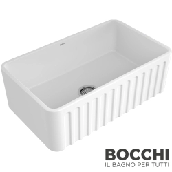Bocchi - BOCCHI Lavello Desenli Seramik Eviye, 76 cm, Parlak Beyaz