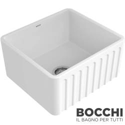 Bocchi - BOCCHI Lavello Desenli Seramik Eviye, 50 cm, Parlak Beyaz