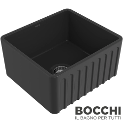 Bocchi - BOCCHI Lavello Desenli Seramik Eviye, 50 cm, Parlak Siyah