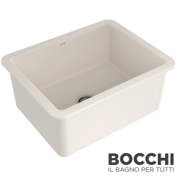 Bocchi - BOCCHI Sotto Seramik Eviye, 61 cm, Parlak Bisküvi, Bisküvi