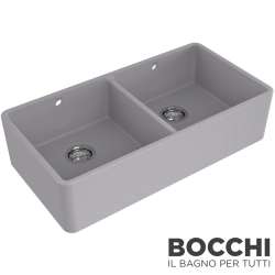 Bocchi - BOCCHI Lavello Çift Gözlü Seramik Eviye, 90 cm, Mat Gri