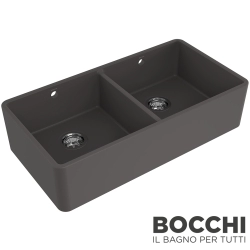 Bocchi - BOCCHI Lavello Çift Gözlü Seramik Eviye, 90 cm, Antrasit