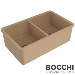 Bocchi - BOCCHI Sotto Çift Gözlü Seramik Eviye, 85 cm, Mat Kaşmir, Kaşmir