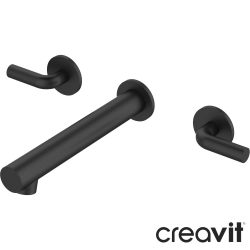 Creavit - Creavit Azure 3 Delikli Duvardan Ankastre Lavabo Bataryası, Mat Siyah