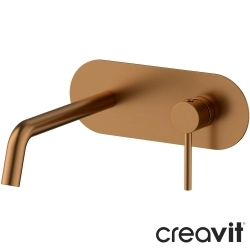 Creavit - Creavit Ruby Duvardan Ankastre Lavabo Bataryası, Fırçalı Bakır
