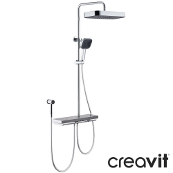 Creavit - Creavit Nua Duvara Monte Banyo Bataryalı Çok Fonksiyonlu Duş Kolonu (Taharet Spreyi Dahildir)