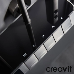 Creavit - Creavit Piano Duvara Monte Termostatik Banyo Bataryalı Çok Fonksiyonlu Duş Kolonu, Gun Grey