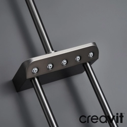 Creavit - Creavit Piano Duvara Monte Termostatik Banyo Bataryalı Çok Fonksiyonlu Duş Kolonu, Gun Grey