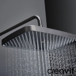 Creavit - Creavit Piano Duvara Monte Termostatik Banyo Bataryalı Çok Fonksiyonlu Duş Kolonu, Gun Grey