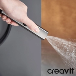 Creavit - Creavit Piano Duvara Monte Termostatik Banyo Bataryalı Çok Fonksiyonlu Duş Kolonu, Gun Grey