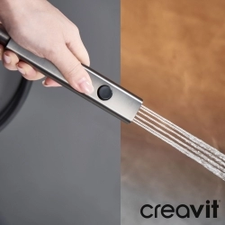 Creavit - Creavit Piano Duvara Monte Termostatik Banyo Bataryalı Çok Fonksiyonlu Duş Kolonu, Gun Grey