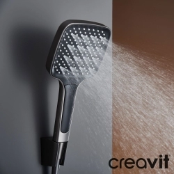 Creavit - Creavit Piano Duvara Monte Termostatik Banyo Bataryalı Çok Fonksiyonlu Duş Kolonu, Gun Grey