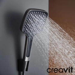 Creavit - Creavit Piano Duvara Monte Termostatik Banyo Bataryalı Çok Fonksiyonlu Duş Kolonu, Gun Grey