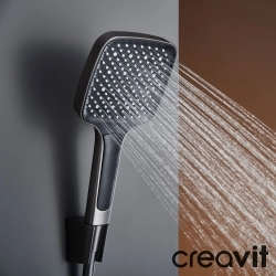 Creavit - Creavit Piano Duvara Monte Termostatik Banyo Bataryalı Çok Fonksiyonlu Duş Kolonu, Gun Grey