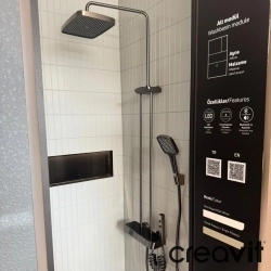 Creavit - Creavit Piano Duvara Monte Termostatik Banyo Bataryalı Çok Fonksiyonlu Duş Kolonu, Gun Grey