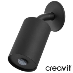 Creavit - Creavit Spot Duş Başlığı, Tek Akışlı, Mat Siyah (Duvardan Dirsek Dahil)
