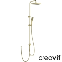 Creavit - Creavit Kare Duş Başlıklı Duvara Monte Duş Kolonu, Altın