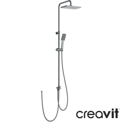 Creavit - Creavit Kare Duş Başlıklı Duvara Monte Duş Kolonu, Gun Grey