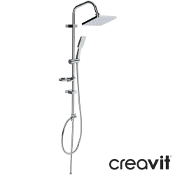 Creavit - Creavit Rainfall Kare Duş Başlıklı Duvara Monte Duş Kolonu, Krom-Siyah