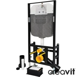 Creavit - Creavit Duvar Önü Alçıpan Uygulamalı Fotoselli Gömme Rezervuar Set Yere Hızlı Montaj, Elektrikli, 3/6 Litre