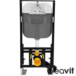 Creavit - Creavit Gömme Rezervuar Duvar Önü Alçıpan Uygulamalı Set Hızlı Yere Montaj, İnce, 3/6 Litre