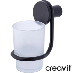 Creavit - Creavit Linda Cam Diş Fırçalığı, Mat Siyah (Duvardan)