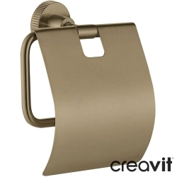 Creavit - Creavit Sone Kapaklı Tuvalet Kağıtlığı, Fırçalı Altın