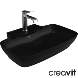 Creavit - Creavit Ruby Curve Tezgah Üstü Oval Lavabo, 60 cm, Mat Siyah