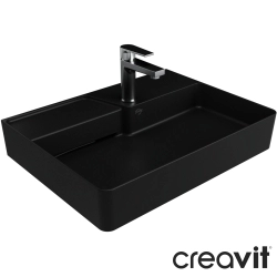 Creavit - Creavit Ruby Edge Tezgah Üstü Kare Lavabo, 60 cm, Mat Siyah