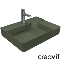 Creavit - Creavit Ruby Flow Mezopotamya Tezgah Üstü Kare Lavabo, 60 cm, Serpantin