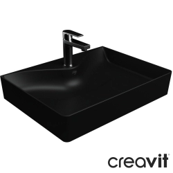 Creavit - Creavit Ruby Wave Tezgah Üstü Kare Lavabo, 60 cm, Mat Siyah