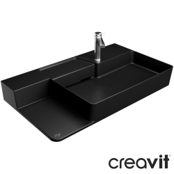 Creavit - Creavit Ruby Lino Etajerli Lavabo, 80 cm, Mat Siyah
