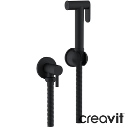 Creavit - Creavit Taharet Spreyi Seti, Mat Siyah (Duvar Askısı ve Ara Musluk Dahildir)