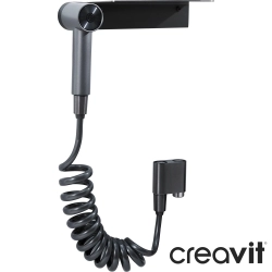 Creavit - Creavit Ara Musluklu/Etajerli Taharet Spreyi Seti, Gun Grey (Manyetik Askı Sistemi)