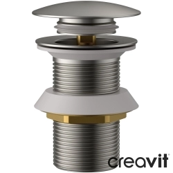 Creavit - Creavit Pop-up Bas Aç-Kapa Lavabo Süzgeçi, Fırçalı Nikel (Taşma Deliksiz)