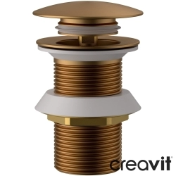 Creavit - Creavit Pop-up Bas Aç-Kapa Lavabo Süzgeçi, Fırçalı Bakır (Taşma Deliksiz)