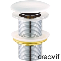 Creavit - Creavit Pop-up Bas Aç-Kapa Seramik Lavabo Süzgeci, Beyaz (Taşma Deliksiz)