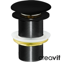 Creavit - Creavit Pop-up Bas Aç-Kapa Seramik Lavabo Süzgeci, Siyah (Taşma Deliksiz)