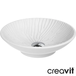 Creavit - Creavit Savior Recycled Yuvarlak Çanak Lavabo, 45 cm, İç Hazne Çöl Desenli