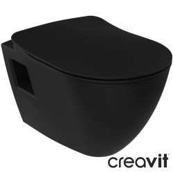 Creavit - Creavit Terra Rim-Off Kanalsız Asma Klozet, Mat Siyah - TP329-00KK00E-0000