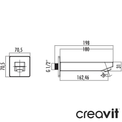 Creavit - Creavit Ankastre Çıkış Ucu, Mat Siyah