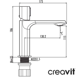 Creavit - Creavit Alfa Lavabo Bataryası, Mat Siyah