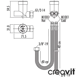 Creavit - Creavit Sıcak-Soğuk Su Karıştırıcı Oransal Valf, 1/2