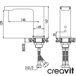 Creavit - Creavit Techno-S Fotoselli Lavabo Bataryası (Tek Su Girişli, Pilli ve Elektrikli)