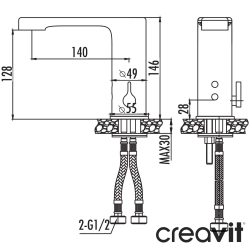 Creavit - Creavit Techno-D Fotoselli Lavabo Bataryası (Çift Su Girişli, Pilli ve Elektrikli)