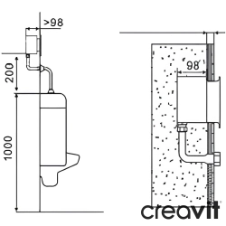 Creavit - Creavit Fotoselli Pisuvar Bataryası, Siyah/Krom (Sıva Altı, Pilli ve Elektrikli) - BT.ES4810