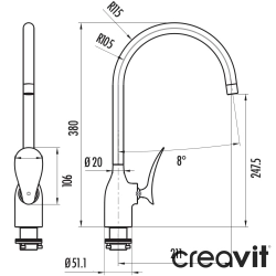 Creavit - Creavit Foglia Kuğu Borulu Eviye Bataryası